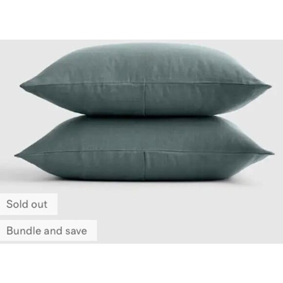 Quince European Linen Sham Set Standard 20X26 Ocean NWOT #32 - Picture 1 of 3